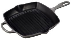 Le Creuset 10.25" Square Signature Cast Iron Grill Skillet | Oyster Grey
