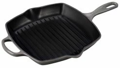 Le Creuset 10.25" Square Signature Cast Iron Grill Skillet | Oyster Grey