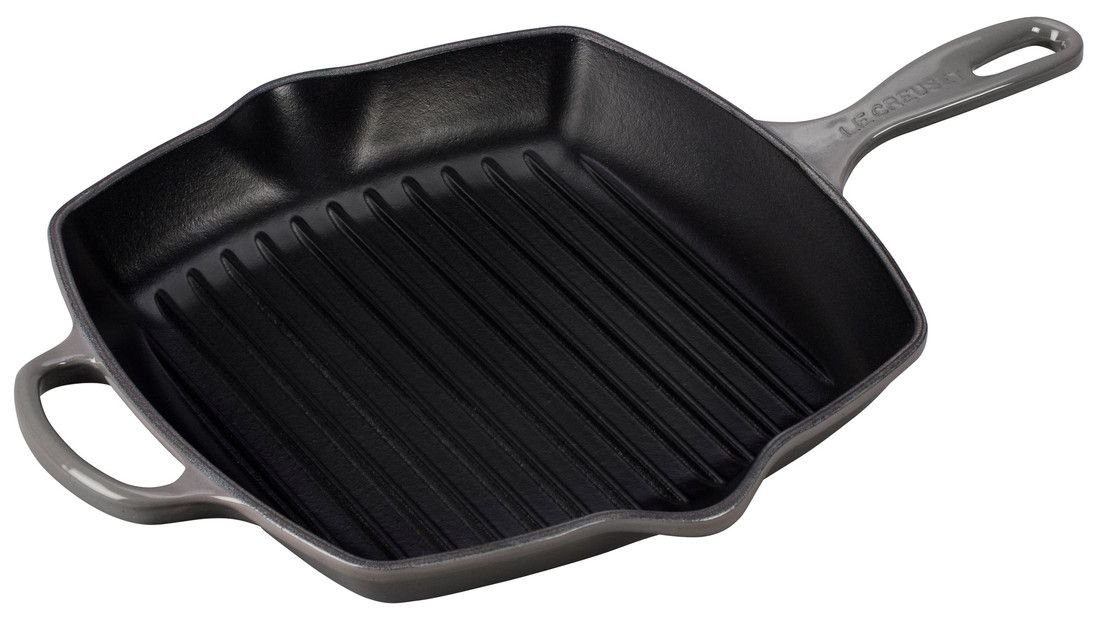Le Creuset 10.25" Square Signature Cast Iron Grill Skillet | Oyster Grey Le Creuset 10.25" Square Signature Cast Iron Grill Skillet | Oyster Grey -STAUB Shop ls2021 267f le creuset 10.25in square skillet oyster grey
