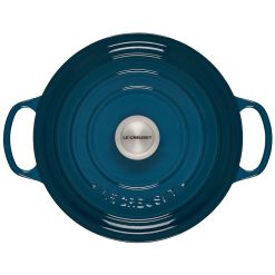 Le Creuset 5.5 Qt. Round Signature Cast Iron Dutch Oven With Stainless Steel Knob | Deep Teal -STAUB Shop ls2501 267dss 3