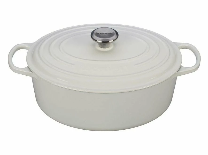 Le Creuset 6.75 Qt. Oval Signature Dutch Oven With Stainless Steel Knob | White