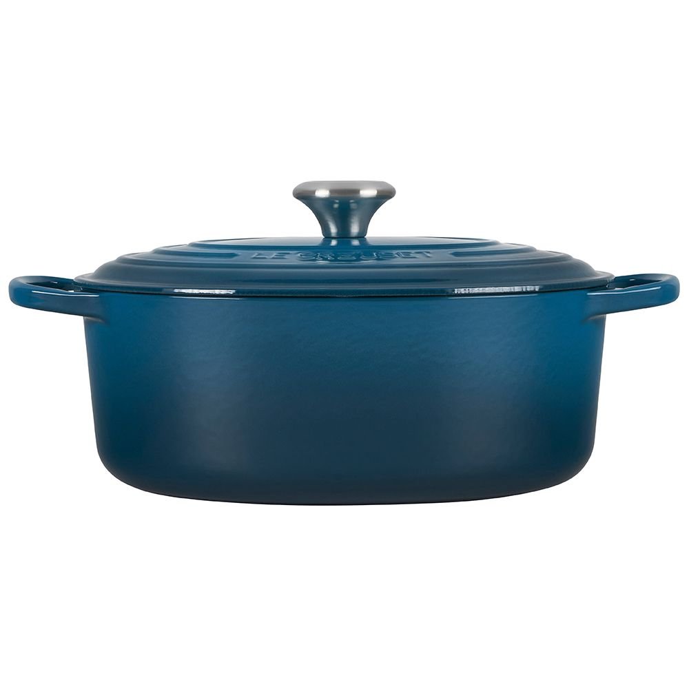 Le Creuset 6.75 Qt. Oval Signature Dutch Oven With Stainless Steel Knob | Deep Teal 4 Le Creuset 6.75 Qt. Oval Signature Dutch Oven With Stainless Steel Knob | Deep Teal - Image 2