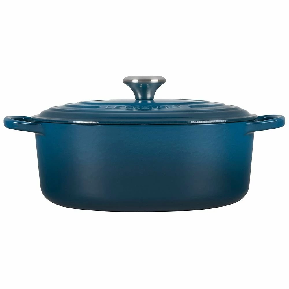 Le Creuset 6.75 Qt. Oval Signature Dutch Oven With Stainless Steel Knob | Deep Teal - Image 2