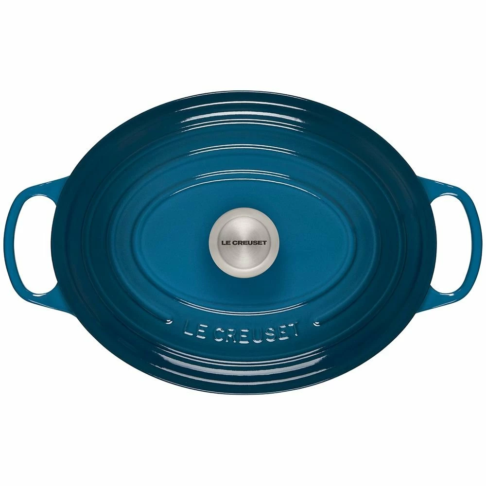 Le Creuset 6.75 Qt. Oval Signature Dutch Oven With Stainless Steel Knob | Deep Teal - Image 3
