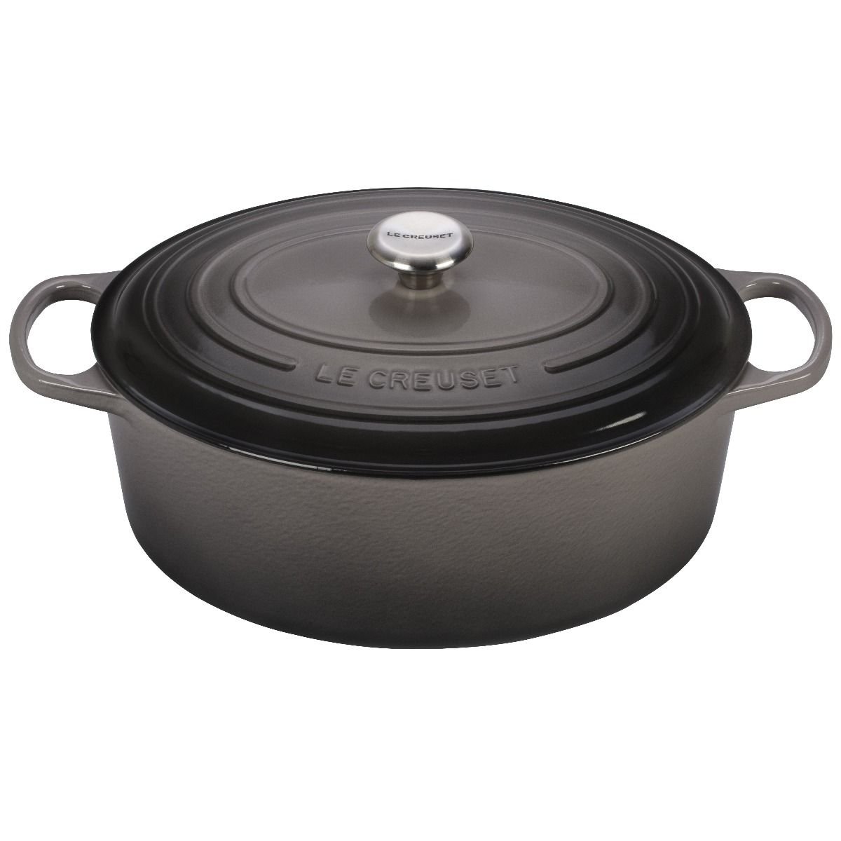 Le Creuset 9.5 Qt. Oval Signature Dutch Oven with Stainless Steel Knob | Oyster Grey Le Creuset 9.5 Qt. Oval Signature Dutch Oven With Stainless Steel Knob | Oyster Grey -STAUB Shop ls2502 357fss le creuset 9.5 qt. signature oval dutch oven oyster 1