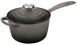 Le Creuset 1.75 Qt. Signature Enameled Cast Iron Saucepan With Stainless Steel Knob | Oyster Grey