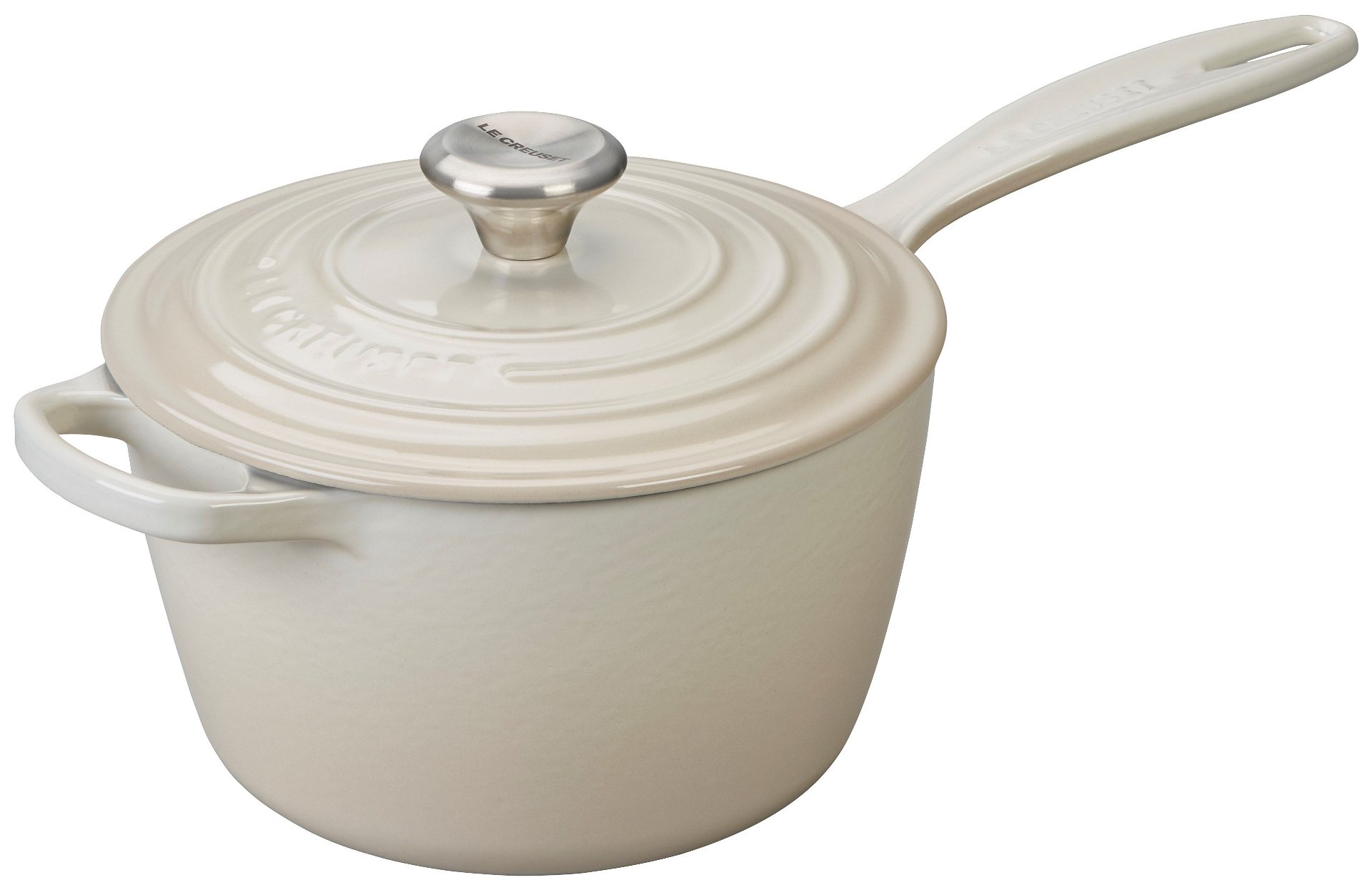 Le Creuset 2.25 Qt. Signature Enameled Cast Iron Saucepan with Stainless Steel Knob | Meringue White Le Creuset 2.25 Qt. Signature Enameled Cast Iron Saucepan With Stainless Steel Knob | Meringue White -STAUB Shop ls2518 18716ss le creuset 2.25 qt signature saucepan meringue ls2518 18716ss