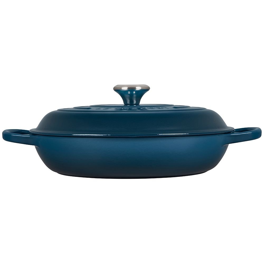 Le Creuset 3.5 Qt. Signature Braiser With Stainless Steel Knob | Deep Teal 4 Le Creuset 3.5 Qt. Signature Braiser With Stainless Steel Knob | Deep Teal - Image 2