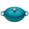 Le Creuset 5 Qt. Signature Enameled Cast Iron Braiser With Stainless Steel Knob | Caribbean Blue 2 Le Creuset 5 Qt. Signature Enameled Cast Iron Braiser With Stainless Steel Knob | Caribbean Blue -STAUB Shop ls2532 3217ss