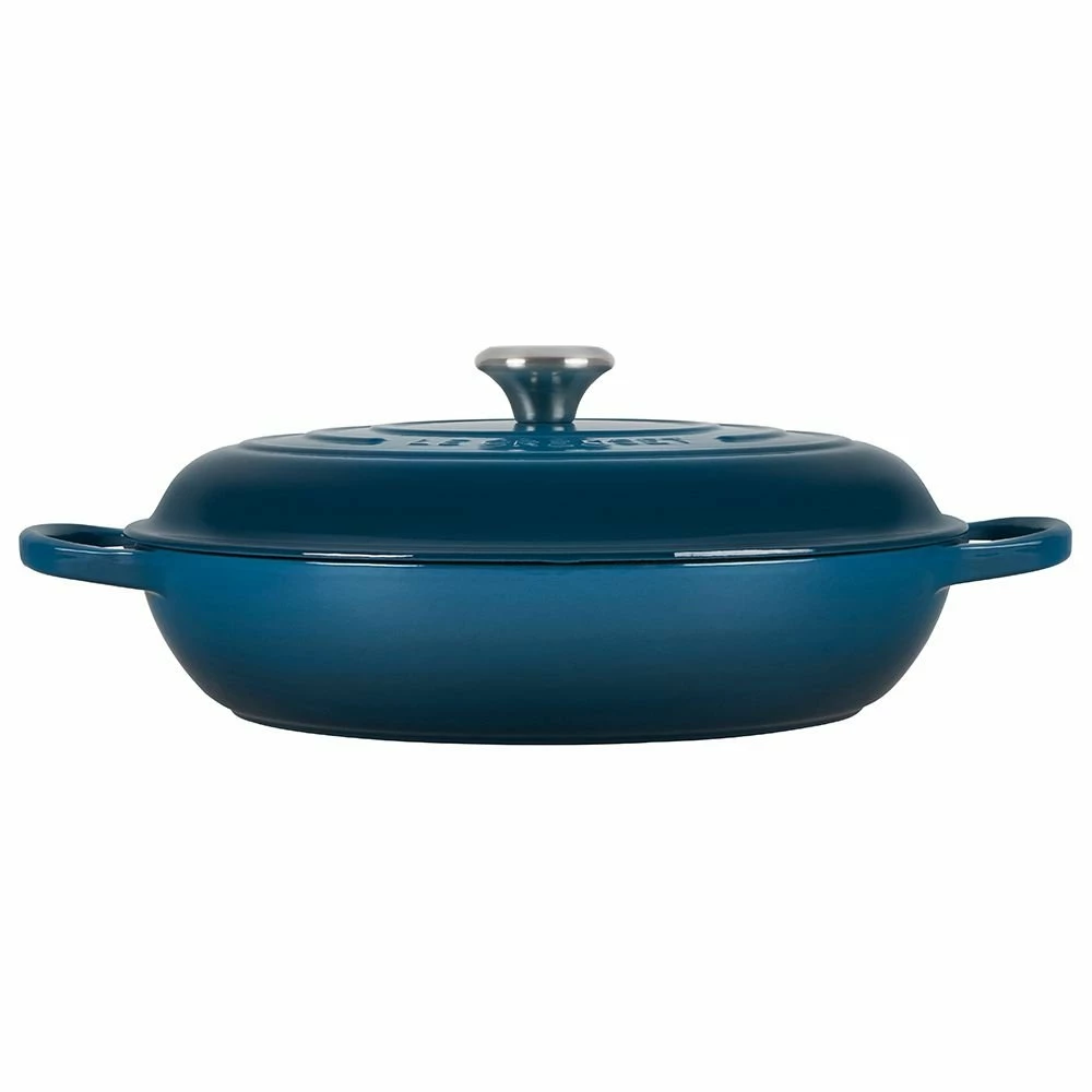 Le Creuset 5 Qt. Signature Braiser With Stainless Steel Knob | Deep Teal - Image 2