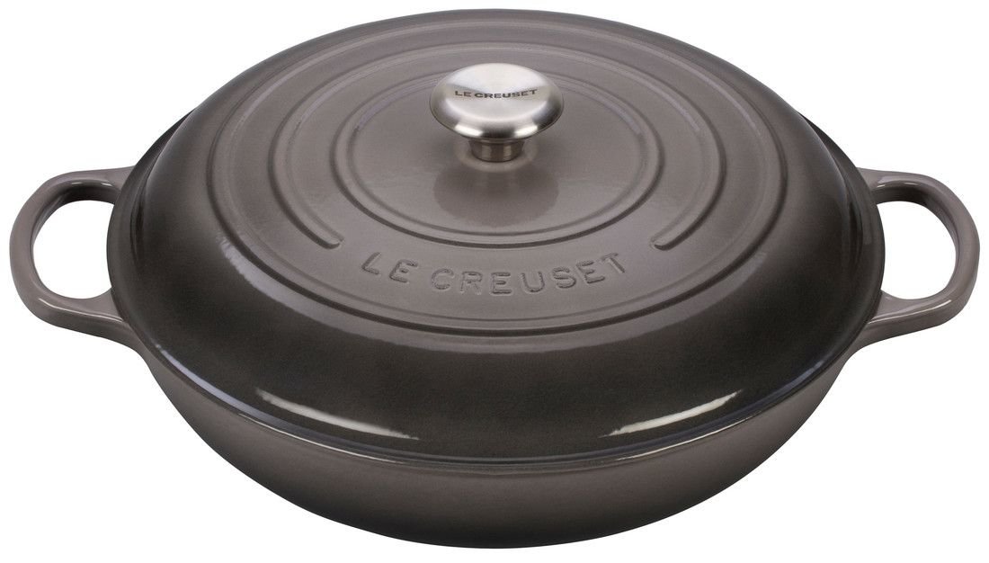 Le Creuset 5 Qt. Signature Enameled Cast Iron Braiser with Stainless Steel Knob | Oyster Grey Le Creuset 5 Qt. Signature Enameled Cast Iron Braiser With Stainless Steel Knob | Oyster Grey -STAUB Shop ls2532 327fss le creuset 5 qt braiser oyster grey