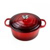 Le Creuset 3.5 Qt. Round Signature Dutch Oven With Stainless Steel Heart Knob | Cerise/Cherry Red -STAUB Shop main angle
