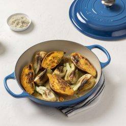 Le Creuset 3.5 Qt. Signature Enameled Cast Iron Braiser With Stainless Steel Knob | Marseille Blue -STAUB Shop mars 1