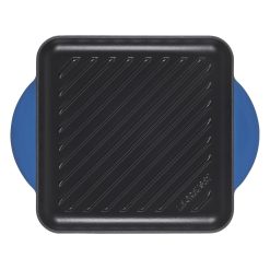 Le Creuset 9.5" Square Signature Enameled Cast Iron Grill Pan | Marseille Blue -STAUB Shop marsgriddle4