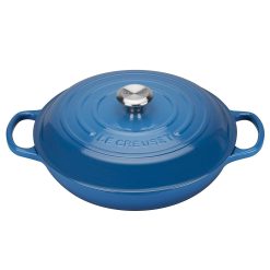Le Creuset 2.25 Qt. Signature Enameled Cast Iron Braiser With Stainless Steel Knob | Marseille Blue