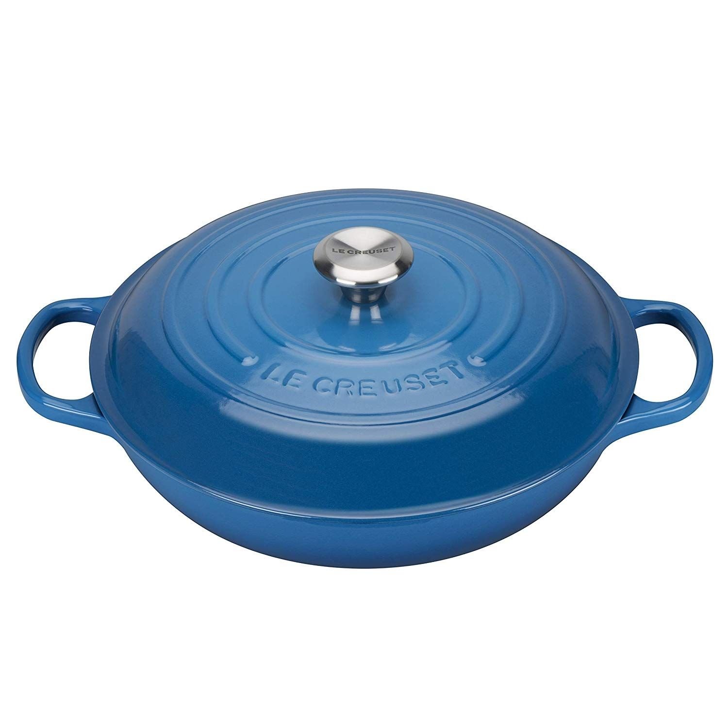 Le Creuset 2.25 Qt. Signature Enameled Cast Iron Braiser With Stainless Steel Knob | Marseille Blue 3 Le Creuset 2.25 Qt. Signature Enameled Cast Iron Braiser With Stainless Steel Knob | Marseille Blue