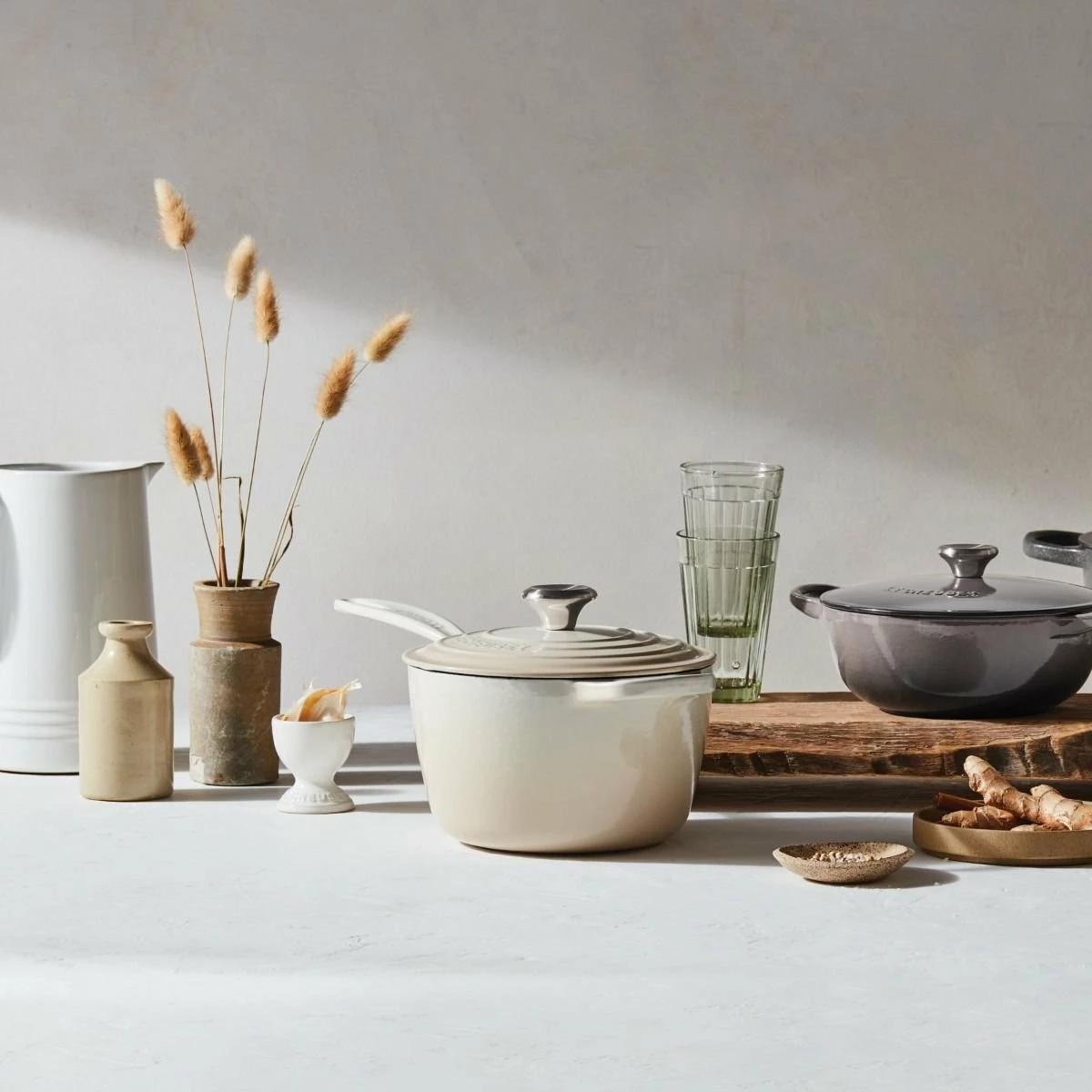 Le Creuset 2.25 Qt. Signature Enameled Cast Iron Saucepan With Stainless Steel Knob | Meringue White - Image 2