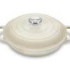 Le Creuset 2.25 Qt. Signature Enameled Cast Iron Braiser With Stainless Steel Knob | Meringue White -STAUB Shop mermain