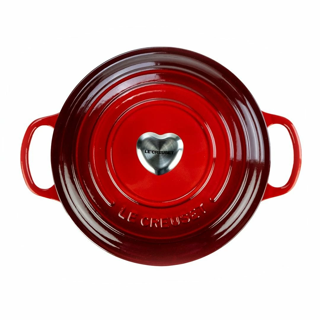 Le Creuset 3.5 Qt. Round Signature Dutch Oven With Stainless Steel Heart Knob | Cerise/Cherry Red - Image 3