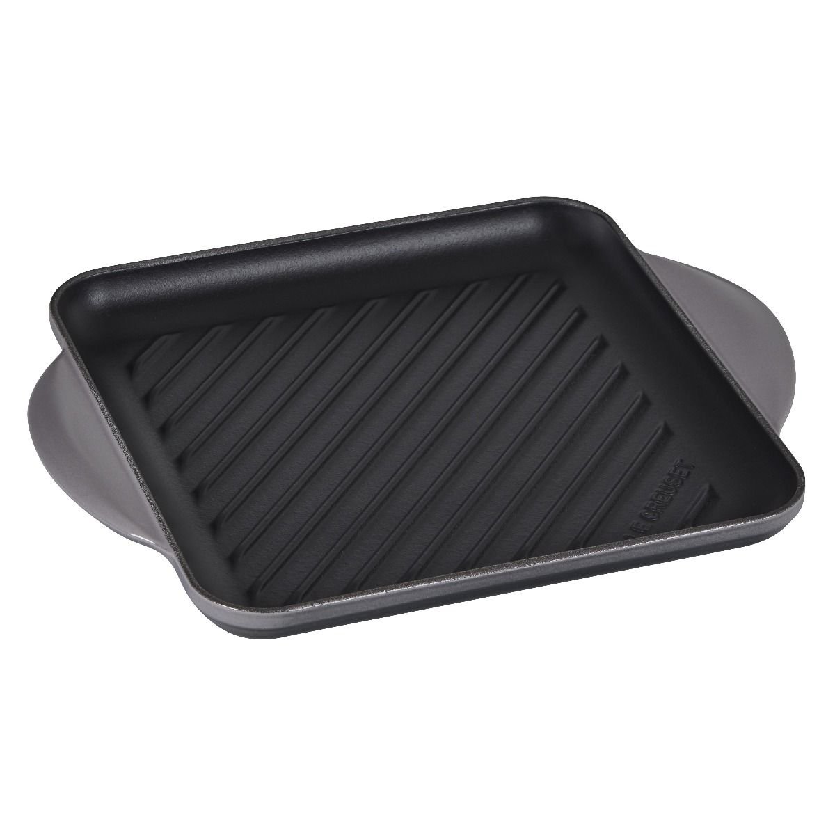 Le Creuset 9.5" Square Signature Enameled Cast Iron Grill Pan | Oyster Grey Le Creuset 9.5" Square Signature Enameled Cast Iron Grill Pan | Oyster Grey -STAUB Shop oystergrill1