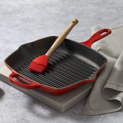 Le Creuset 10.25" Square Signature Cast Iron Grill Skillet | Cerise/Cherry Red 4 Le Creuset 10.25" Square Signature Cast Iron Grill Skillet | Cerise/Cherry Red -STAUB Shop red2 1