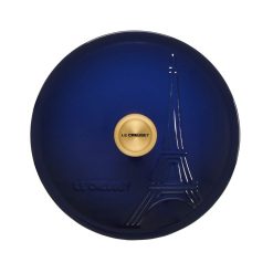 Le Creuset 2.5Qt Signature Cocotte Eiffel Tower Collection | Indigo Blue -STAUB Shop rs10257 eiffel rdo indigo lid scr