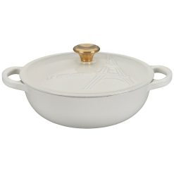 Le Creuset 2.5Qt Signature Cocotte Eiffel Tower Collection | White -STAUB Shop rs10258 eiffel rdo white lpr