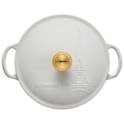 Le Creuset 2.5Qt Signature Cocotte Eiffel Tower Collection | White -STAUB Shop rs10259 eiffel rdo white 3 lpr