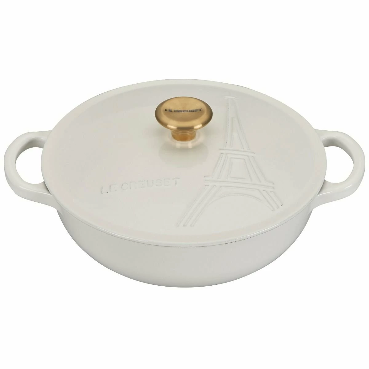 Le Creuset 2.5Qt Signature Cocotte Eiffel Tower Collection | White