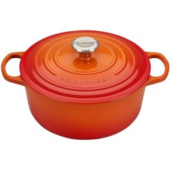 Le Creuset 5.5 Qt. Round Signature Cast Iron Dutch Oven With Stainless Steel Knob | Flame Orange