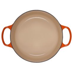 Le Creuset 5.5 Qt. Round Signature Cast Iron Dutch Oven With Stainless Steel Knob | Flame Orange -STAUB Shop rs10275 ls2501 262 inside