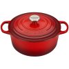 Le Creuset 5.5 Qt. Round Signature Cast Iron Dutch Oven With Stainless Steel Knob | Cerise/Cherry Red -STAUB Shop rs10297 ls2501 2667