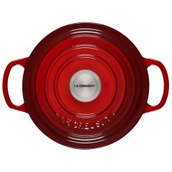 Le Creuset 2 Qt. Round Signature Cast Iron Dutch Oven With Stainless Steel Knob | Cerise/Cherry Red -STAUB Shop rs11185 ls2501 1867ss 3