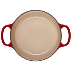 Le Creuset 2 Qt. Round Signature Cast Iron Dutch Oven With Stainless Steel Knob | Cerise/Cherry Red -STAUB Shop rs11186 ls2501 1867ss inside
