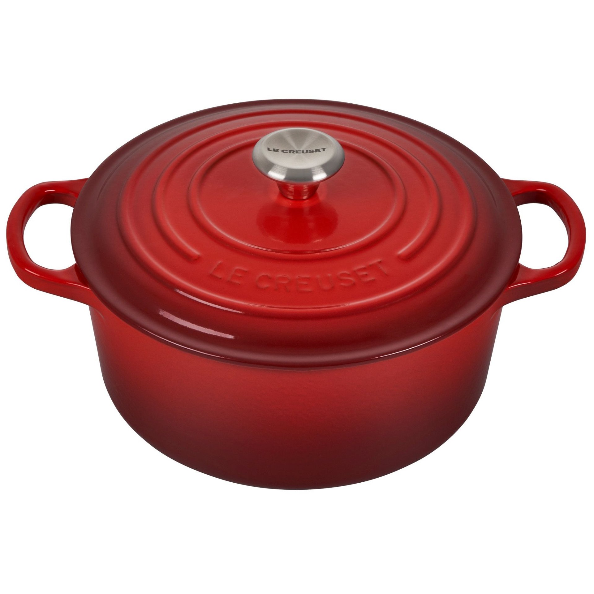 Le Creuset 3.5 Qt. Round Signature Dutch Oven With Stainless Steel Knob | Cerise/Cherry Red 3 Le Creuset 3.5 Qt. Round Signature Dutch Oven With Stainless Steel Knob | Cerise/Cherry Red