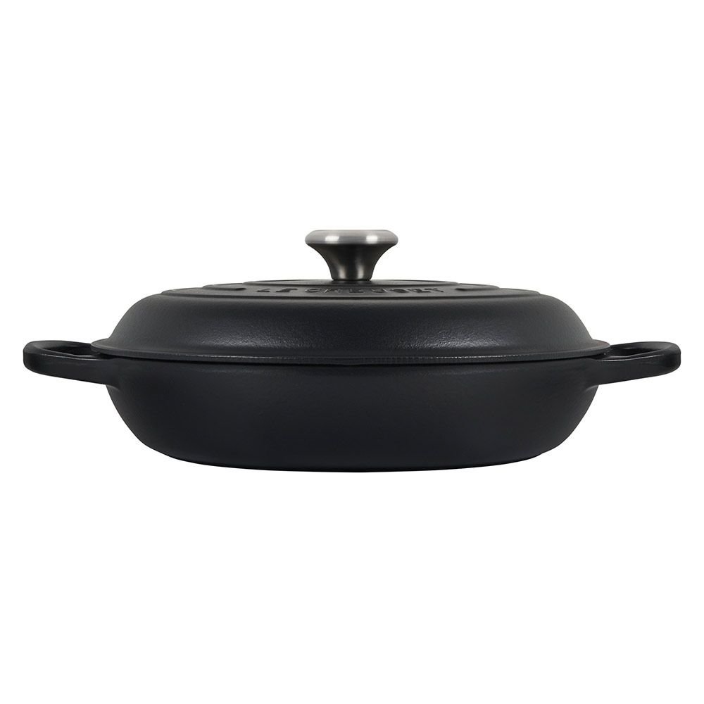 Le Creuset 3.5 Qt. Signature Enameled Cast Iron Braiser With Stainless Steel Knob | Licorice 4 Le Creuset 3.5 Qt. Signature Enameled Cast Iron Braiser With Stainless Steel Knob | Licorice - Image 2