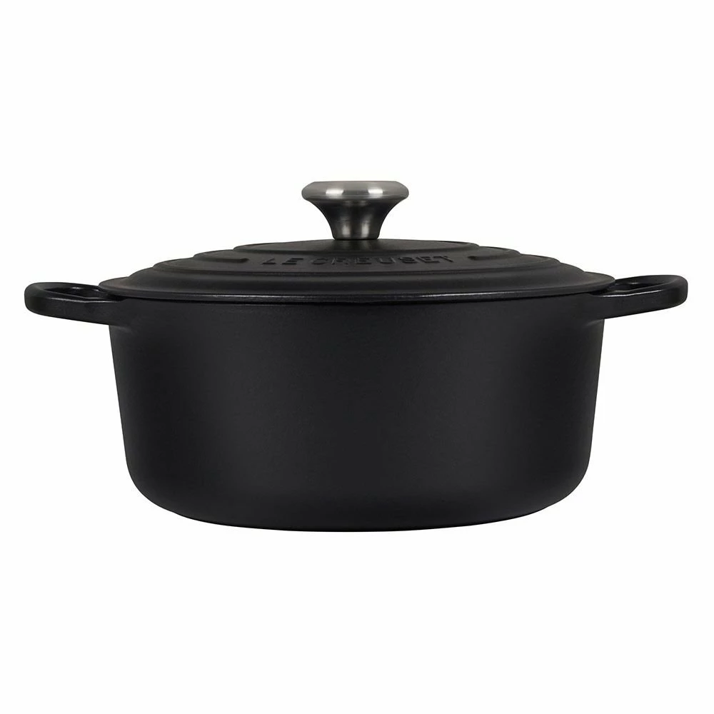 Le Creuset 5.5 Qt. Round Signature Dutch Oven With Stainless Steel Knob | Licorice - Image 2