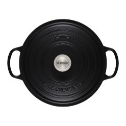 Le Creuset 7.25 Qt. Round Signature Dutch Oven With Stainless Steel Knob | Licorice -STAUB Shop rs11823 ls2501 2820ss 3 1 1