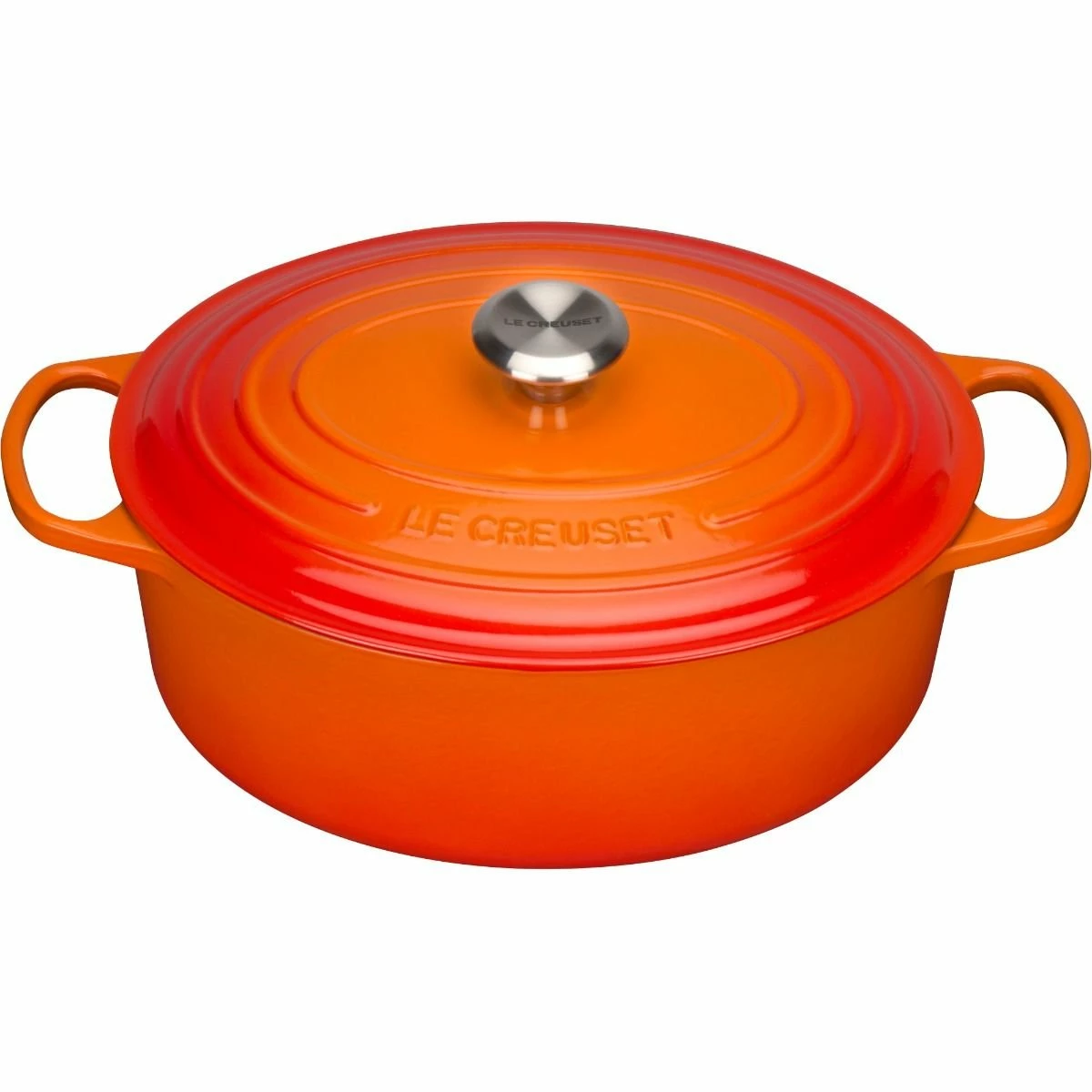 Le Creuset 6.75 Qt. Oval Signature Dutch Oven With Stainless Steel Knob | Flame Orange