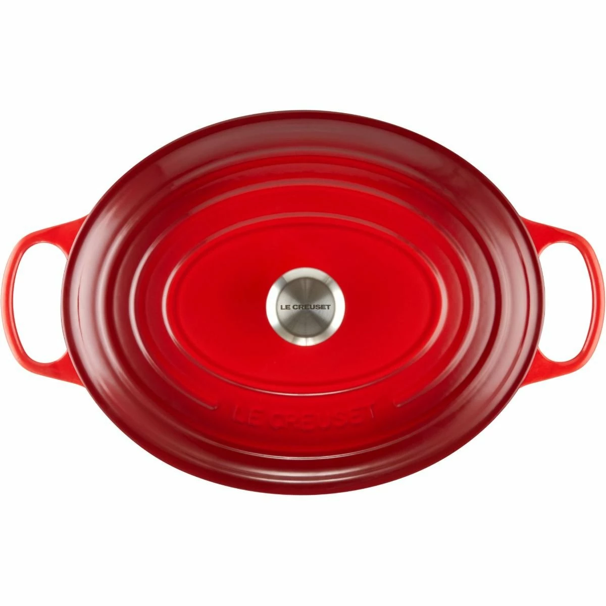 Le Creuset 9.5 Qt. Oval Signature Dutch Oven With Stainless Steel Knob | Cerise/Cherry Red - Image 3