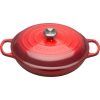 Le Creuset 3.5 Qt. Signature Enameled Cast Iron Braiser With Stainless Steel Knob | Cerise/Cherry Red -STAUB Shop rs11983 rs2040 sig shallowcass 21180 30 06