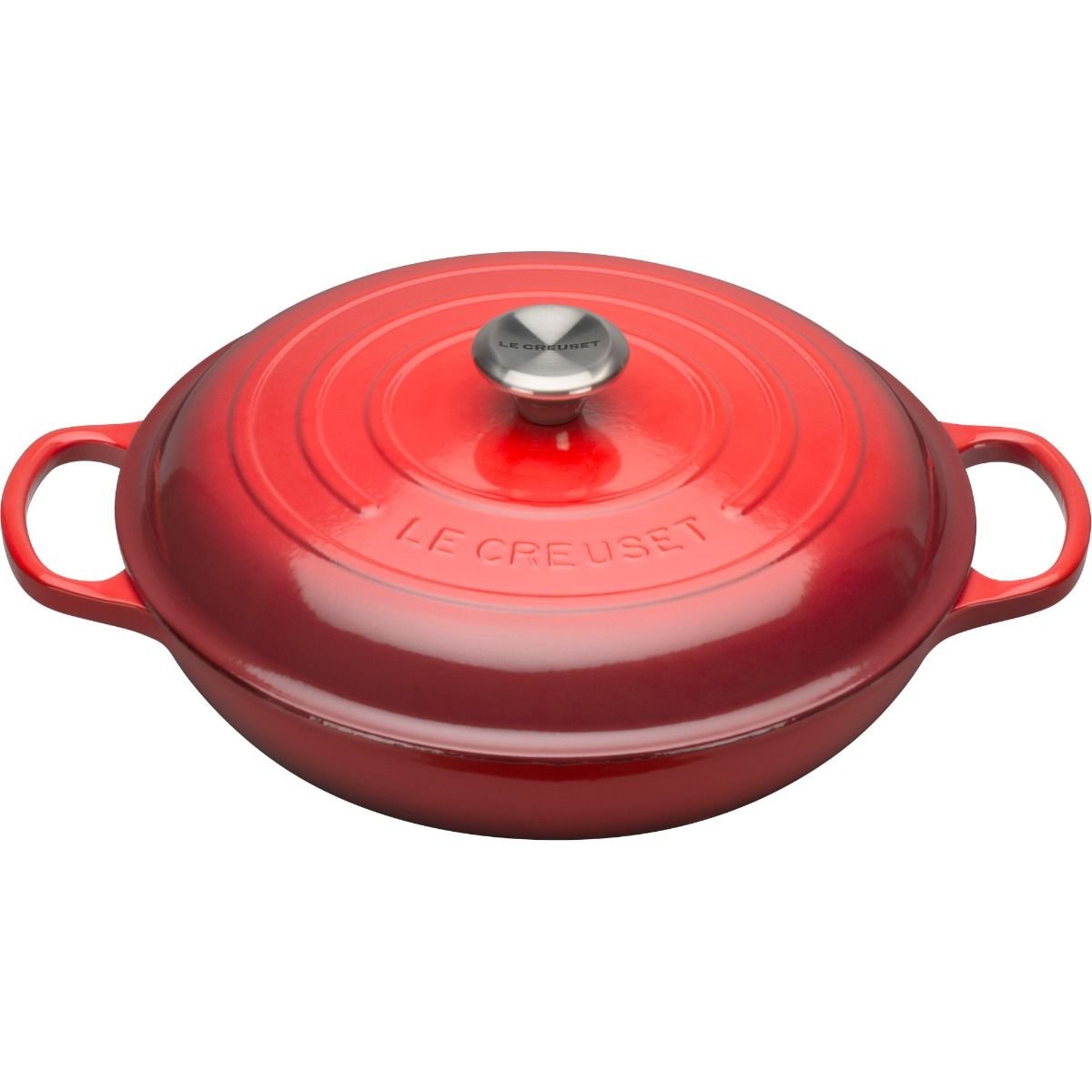 Le Creuset 3.5 Qt. Signature Enameled Cast Iron Braiser With Stainless Steel Knob | Cerise/Cherry Red 3 Le Creuset 3.5 Qt. Signature Enameled Cast Iron Braiser With Stainless Steel Knob | Cerise/Cherry Red