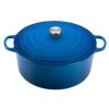 Le Creuset 13.25 Qt. Round Signature Cast Iron Dutch Oven With Stainless Steel Knob | Marseille Blue -STAUB Shop rs12260 ls2501 3459ss