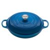 Le Creuset 5 Qt. Signature Enameled Cast Iron Braiser With Stainless Steel Knob | Marseille Blue -STAUB Shop rs12277 ls2532 3259ss