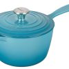 Le Creuset 2.25 Qt. Signature Enameled Cast Iron Saucepan With Stainless Steel Knob | Caribbean Blue -STAUB Shop rs12286 ls2518 1817ss 1