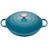 Le Creuset 3.5 Qt. Signature Enameled Cast Iron Braiser With Stainless Steel Knob | Caribbean Blue -STAUB Shop rs12363 ls2532 3017ss