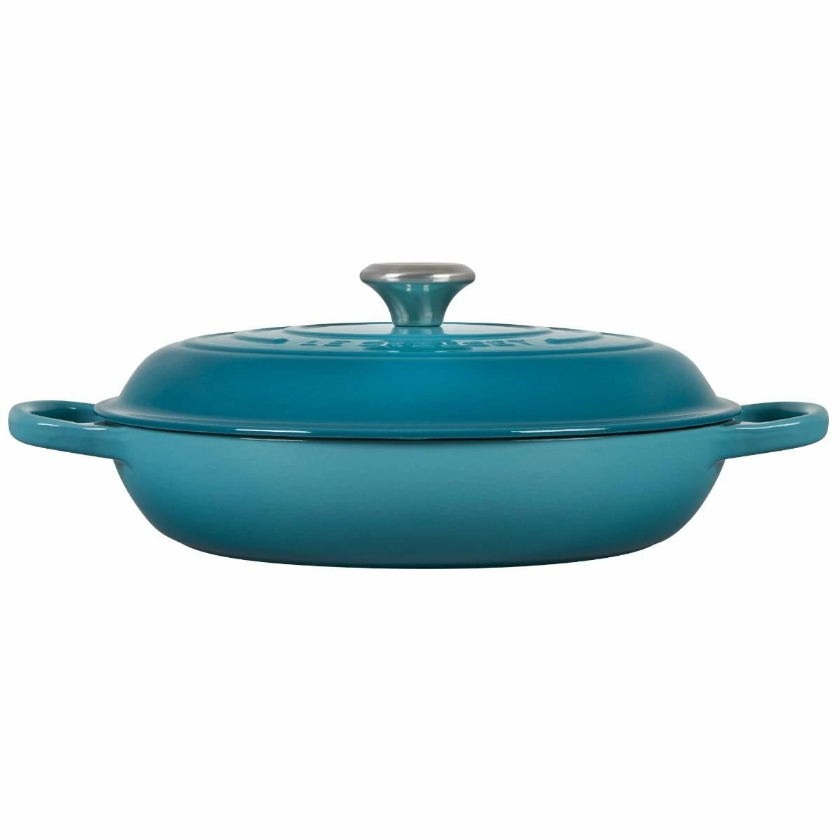 Le Creuset 3.5 Qt. Signature Enameled Cast Iron Braiser With Stainless Steel Knob | Caribbean Blue - Image 2