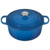 Le Creuset 7.25 Qt. Round Signature Dutch Oven With Stainless Steel Knob | Marseille Blue -STAUB Shop rs12402 ls2501 2859