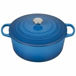 Le Creuset 9 Qt. Round Signature Dutch Oven With Stainless Steel Knob | Marseille Blue
