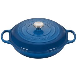 Le Creuset 3.5 Qt. Signature Enameled Cast Iron Braiser With Stainless Steel Knob | Marseille Blue